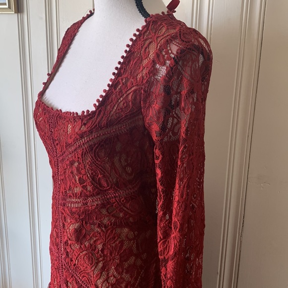 For Love & Lemons Lace Dress Size L Burgundy NWT - Picture 8 of 11